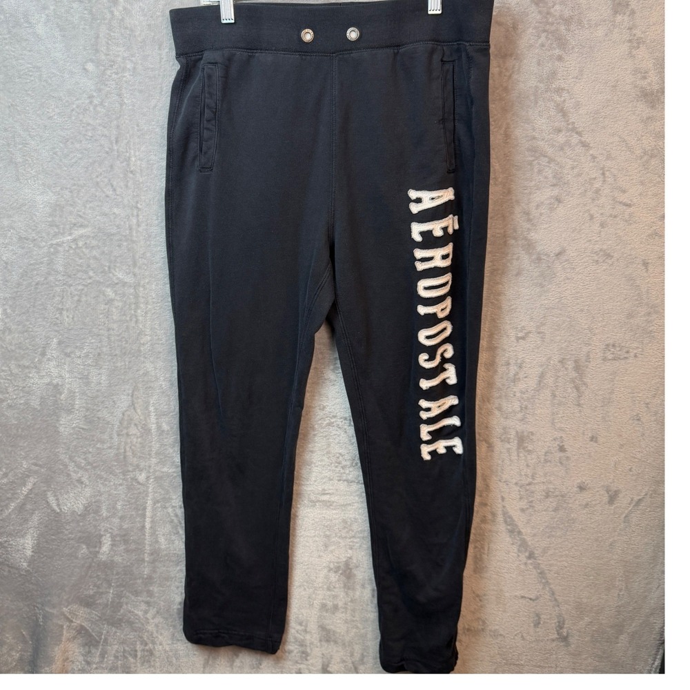 Aeropostale Sweatpants Womens Medium Y2K Black Graphic Logo Joggers Lounge
